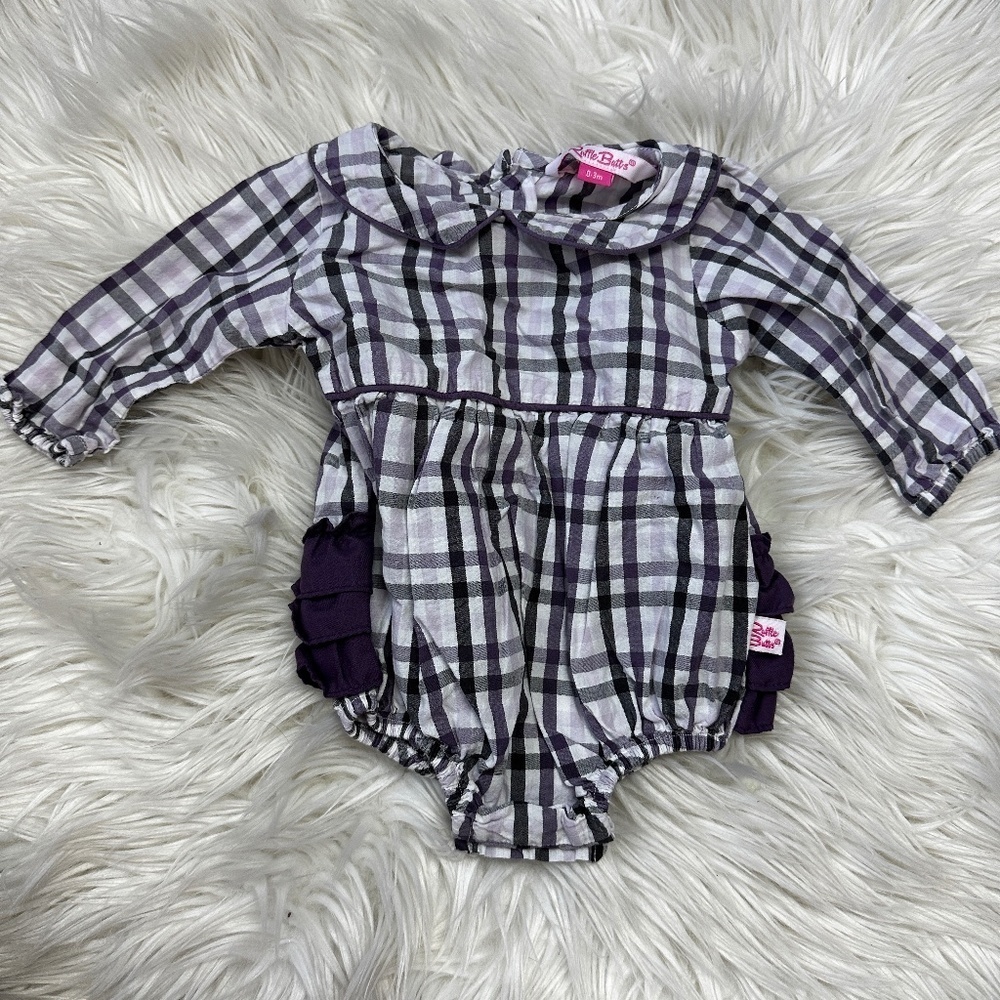 Ruffle Butts plaid bubble romper size 0-3 months // 2805